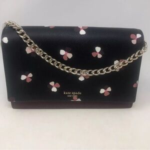 Kate Spade Black and Purple Crossbody Bag with Gold Chain